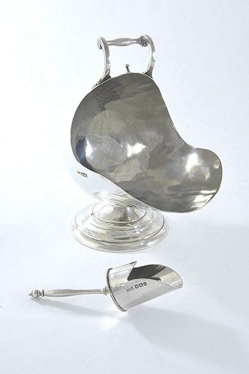 fig 4. Rare Victorian Silver Sugar Scuttle & Scoop 1899