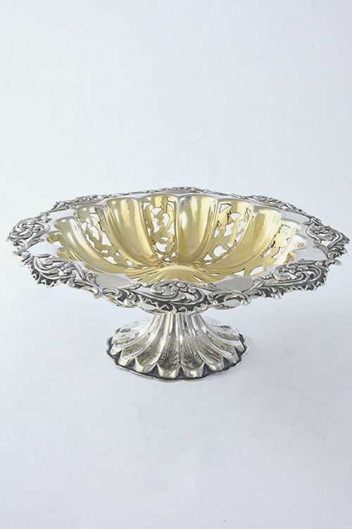 Pierced Antique Silver Pedestal Dish 1906