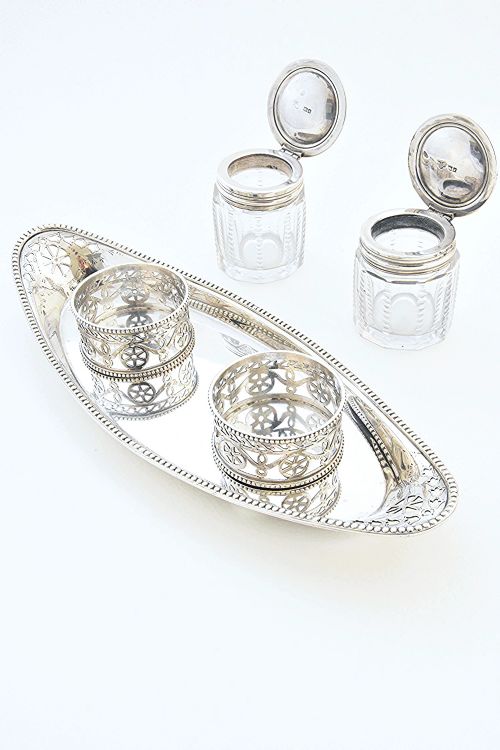 fig 3. Edwardian Double Silver Inkwell and Stand 1905