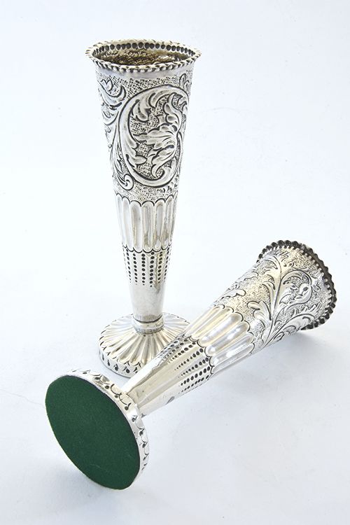fig 2. Pair of Silver Victorian Posy Vases 1878