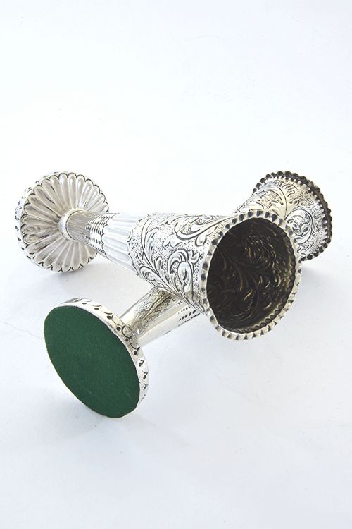 fig 3. Pair of Silver Victorian Posy Vases 1878