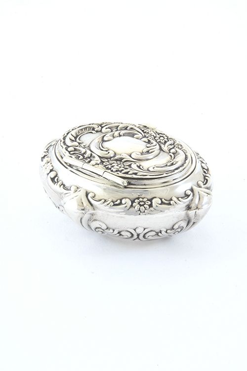 Antique Embossed Silver Trinket Box 1910