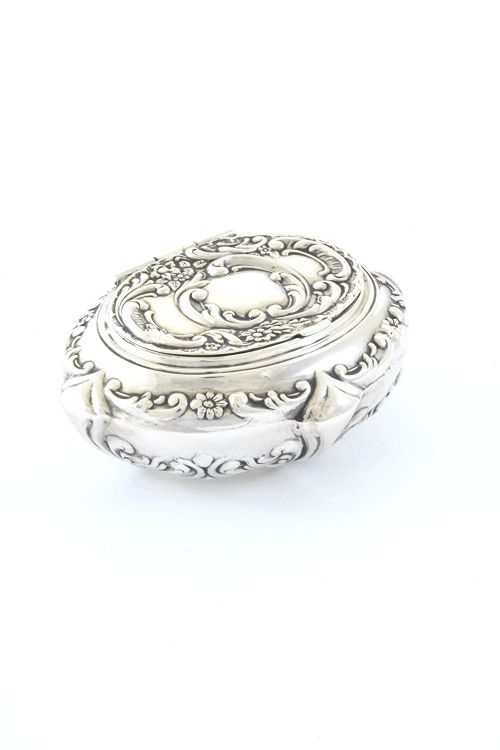 fig 1. Antique Embossed Silver Trinket Box 1910