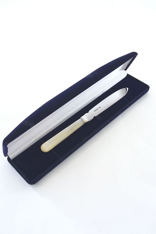 Solid Silver Letter Opener with Mother of Pearl Handle 1948