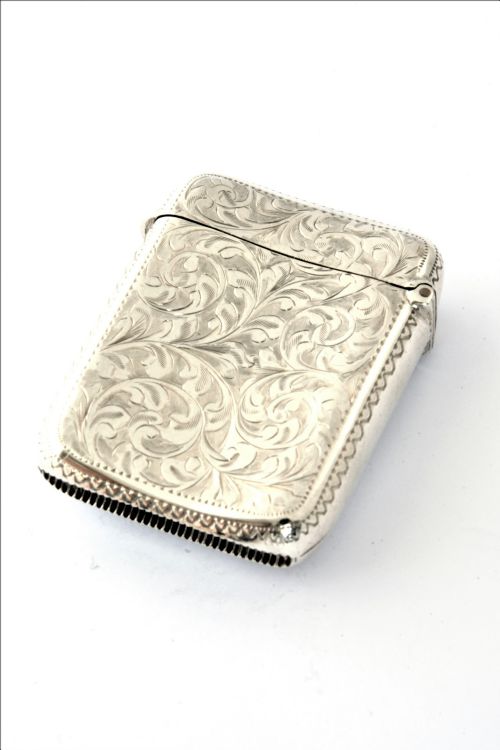 fig 2. Large Antique Silver Vesta Case 1901