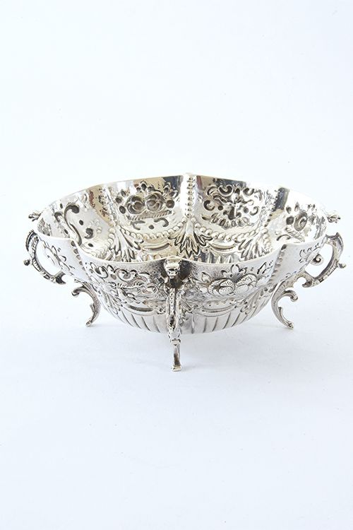 Ornate Victorian Antique Silver Bowl – 1892