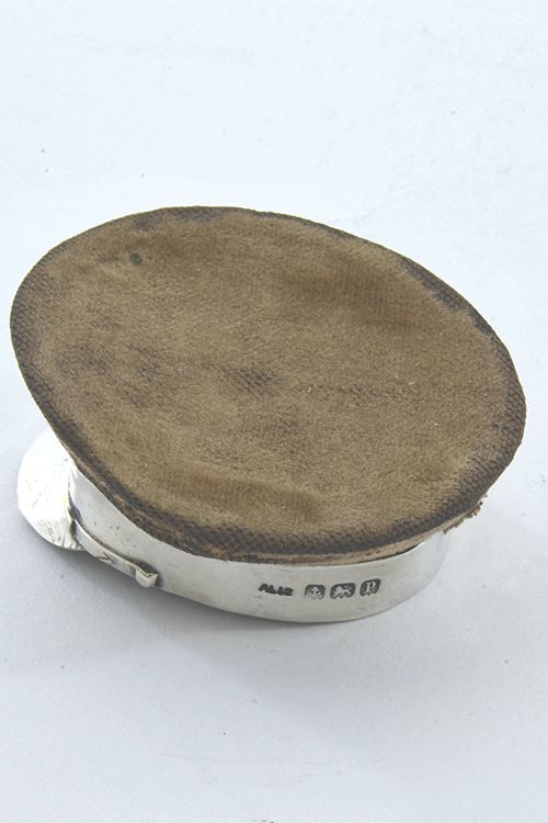 fig 1. Antique Silver Pin Cushion – WW1 Army Officers Hat – 1914