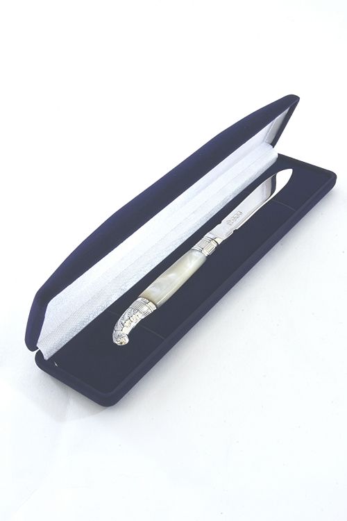 Solid Silver Letter Opener with Mother of Pearl Handle 1919