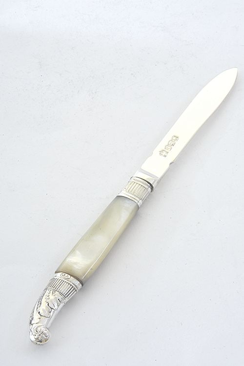 fig 1. Solid Silver Letter Opener with Mother of Pearl Handle 1919