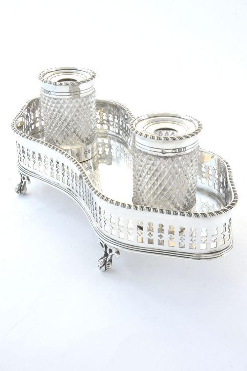 fig 1. Victorian Silver Inkwell and Stand 1892