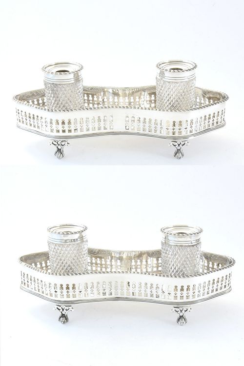 fig 2. Victorian Silver Inkwell and Stand 1892