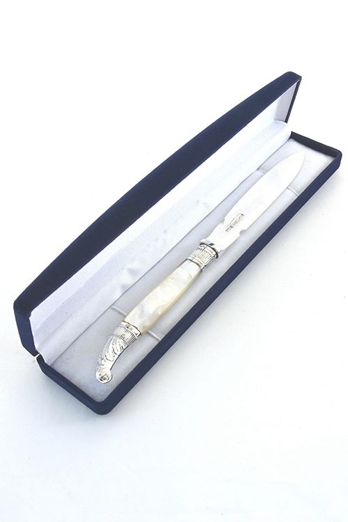 Solid Silver Letter Opener with Mother of Pearl Handle 1920