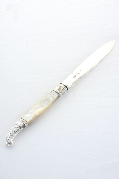 fig 1. Solid Silver Letter Opener with Mother of Pearl Handle 1920