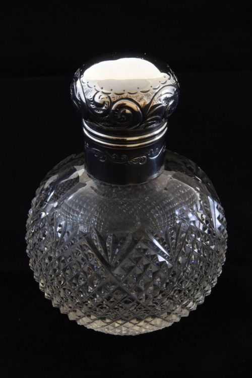 fig 1. Edwardian Silver Mounted Perfume Bottle 1902