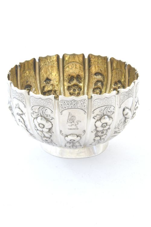 fig 1. Victorian Silver Bowl with Embossed Oriental Panels 1868