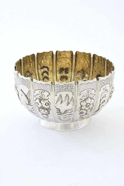fig 3. Victorian Silver Bowl with Embossed Oriental Panels 1868