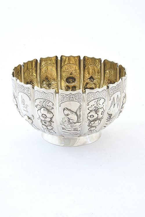 fig 4. Victorian Silver Bowl with Embossed Oriental Panels 1868