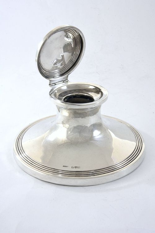 Edwardian Silver Capstan Inkwell 1908