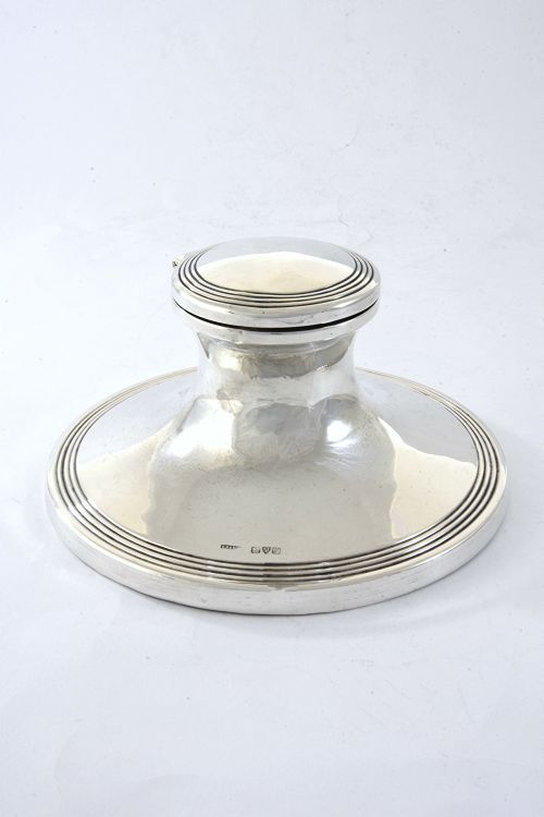 fig 1. Edwardian Silver Capstan Inkwell 1908