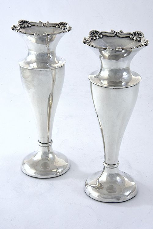 Pair of Edwardian Silver Posy Vases 1904