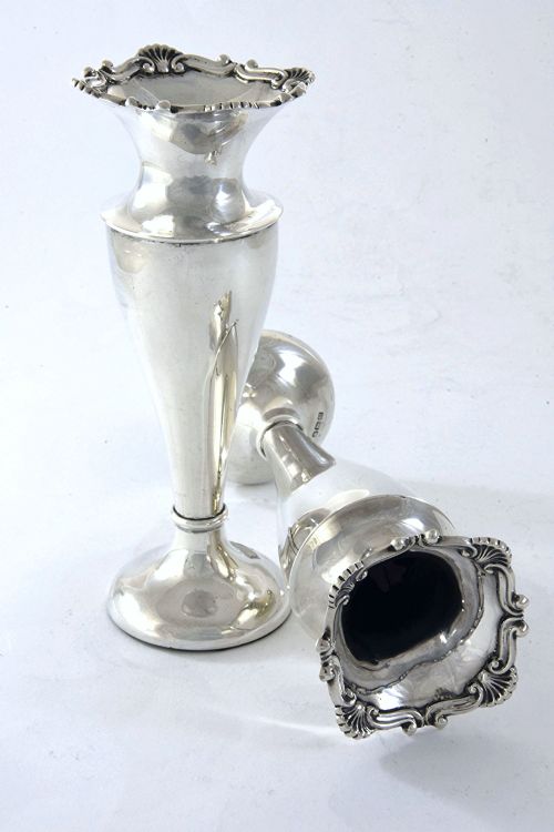 fig 2. Pair of Edwardian Silver Posy Vases 1904