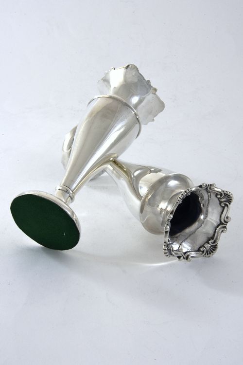 fig 3. Pair of Edwardian Silver Posy Vases 1904