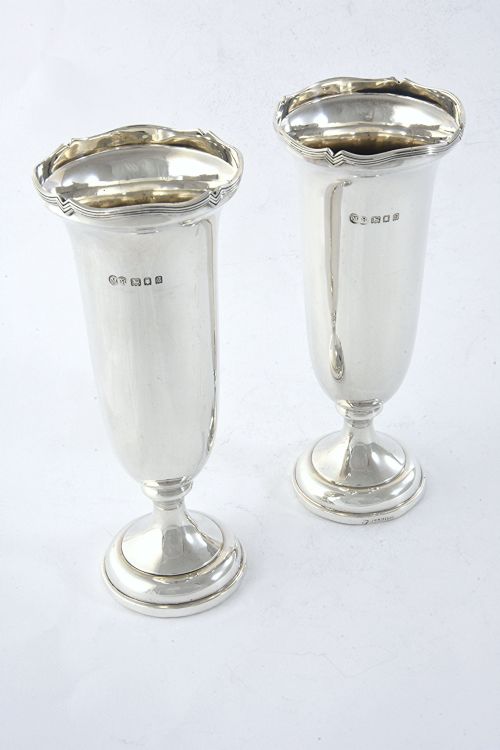 Pair of Silver Posy Vases 1922