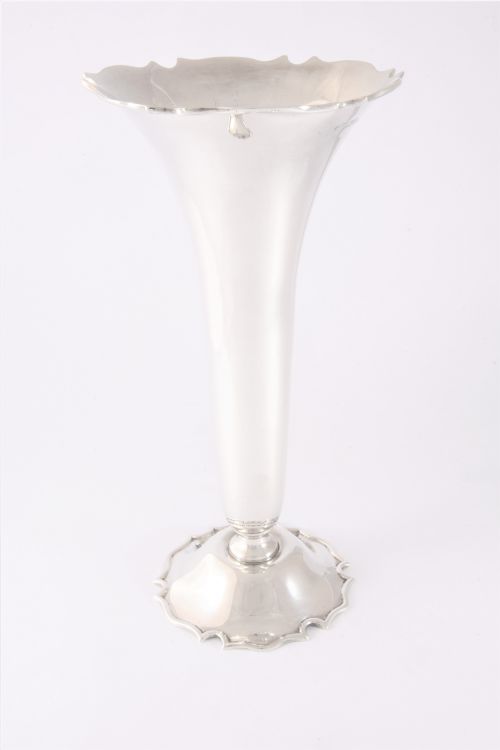 Large Antique Silver Trumpet Vase – Chester 1911