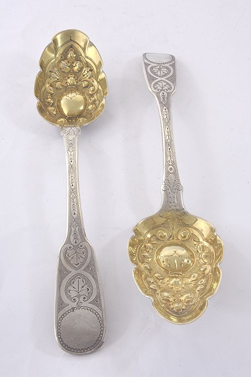 Rare Pair of Silver Berry Spoons – Exeter 1817