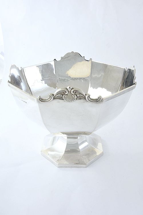 Large Antique Silver Pedestal Bowl 1919