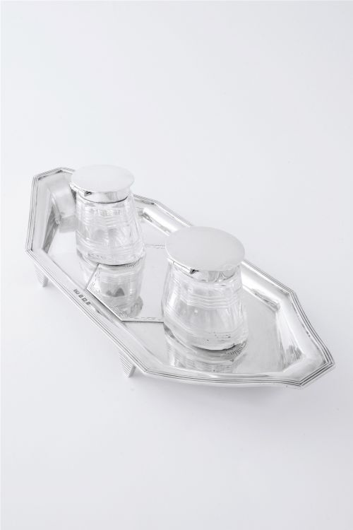 fig 1. Edwardian Antique Silver Inkwell 1908