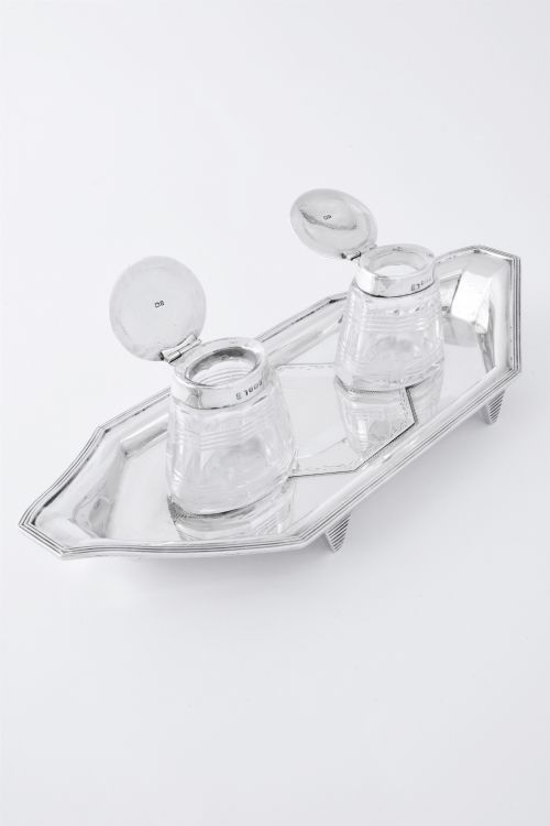 fig 2. Edwardian Antique Silver Inkwell 1908