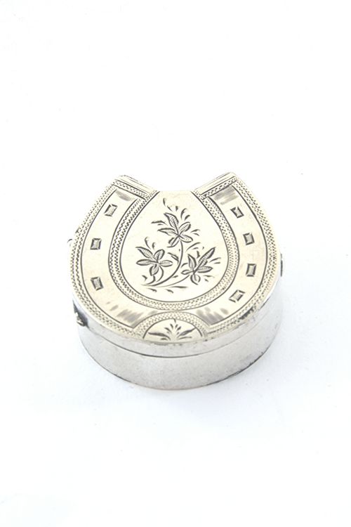 Edwardian Silver Horseshoe Pill Box 1904