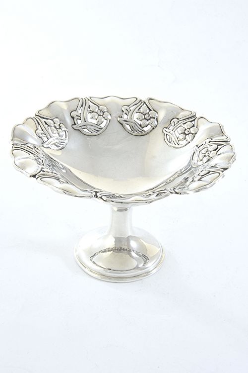 fig 1. Art Nouveau Silver Pedestal Dish – Chester 1908