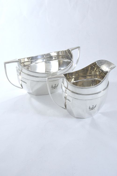 Antique Silver Sugar Bowl & Milk Jug 1911