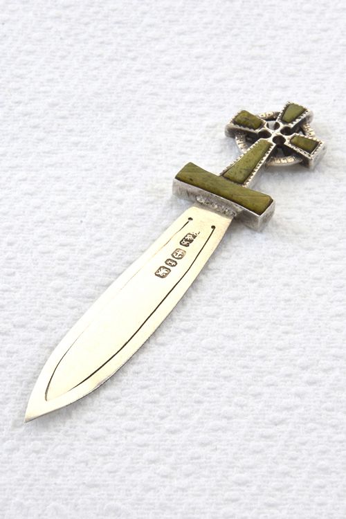 Victorian Silver and Agate Celtic Cross Bookmark 1893