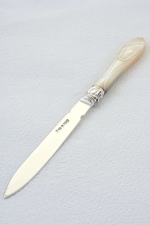 fig 3. Solid Silver Letter Opener with Mother of Pearl Handle 1856