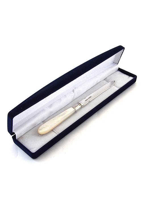 Solid Silver Letter Opener with Mother of Pearl Handle 1926