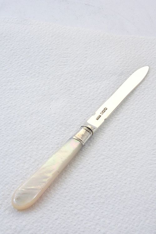 fig 1. Solid Silver Letter Opener with Mother of Pearl Handle 1926