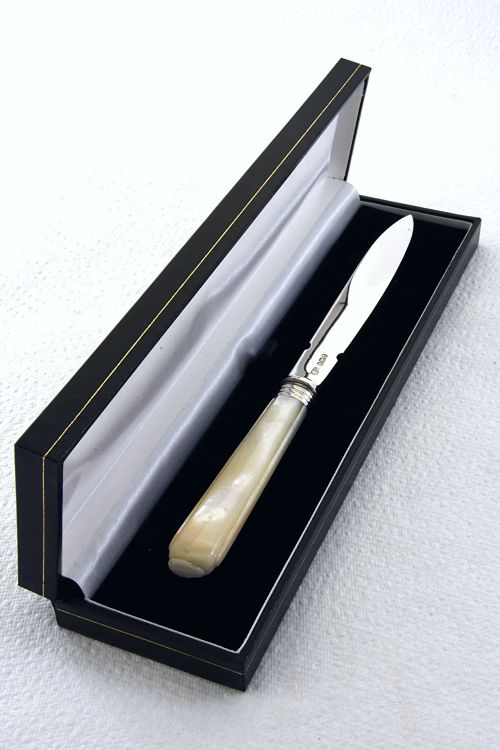 Georgian Solid Silver Letter Opener with Mother of Pearl Handle 1815