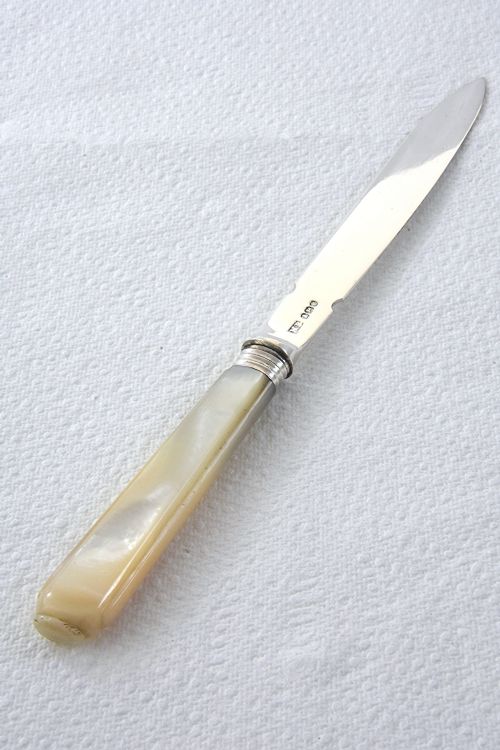 fig 1. Georgian Solid Silver Letter Opener with Mother of Pearl Handle 1815