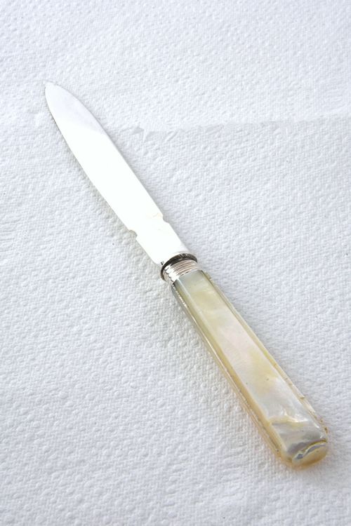 fig 2. Georgian Solid Silver Letter Opener with Mother of Pearl Handle 1815