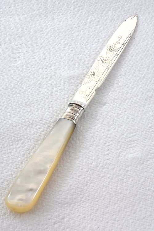 fig 1. Solid Silver Letter Opener with Mother of Pearl Handle 1902