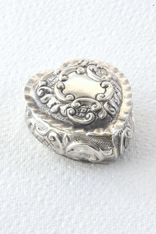 Victorian Heart-shaped Silver Pill Box 1897