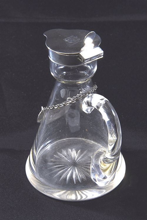 fig 1. Edwardian Silver Mounted Whisky Noggin & Label 1908