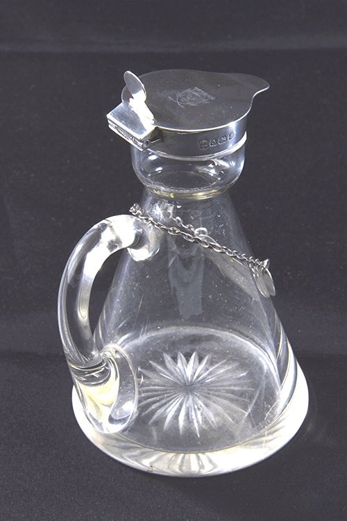 fig 2. Edwardian Silver Mounted Whisky Noggin & Label 1908