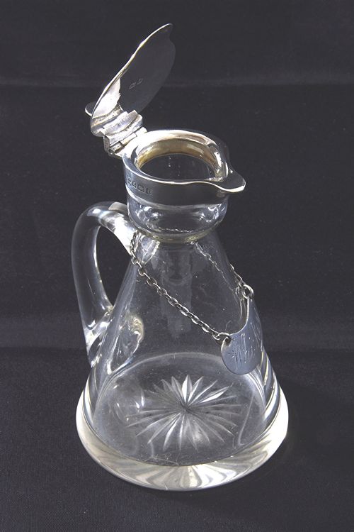 fig 3. Edwardian Silver Mounted Whisky Noggin & Label 1908