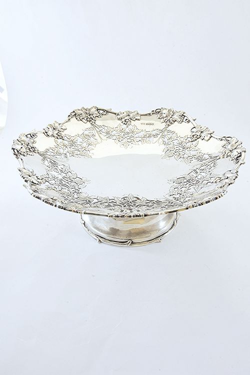 Large Solid Silver Pedestal Fruit Dish 1928