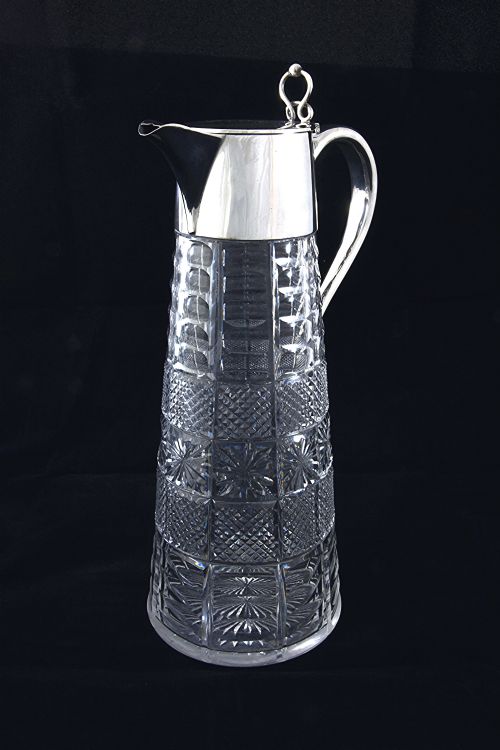 Victorian Silver Mounted Cut Glass Claret Jug 1896