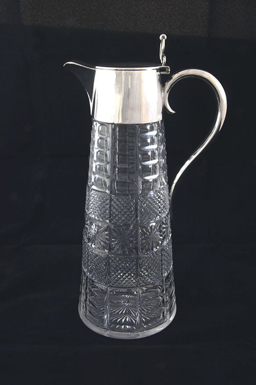 fig 1. Victorian Silver Mounted Cut Glass Claret Jug 1896